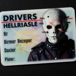 drivers license photo of Pinhead from Hellraiser