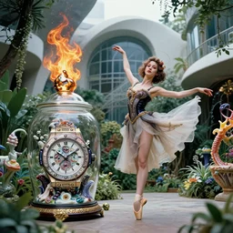 panavision, 8 k, j. j abrams flare ; esoteric ultra realistic cthulhu in hublot ( 1 9 9 0 ) film still garden dance scene in frontiers in porcelain photography fashion magazine june seinen manga portrait edition, hyperrealistic real - life xenomorph holly herndon porcelain occult timepiece in victorian glass jar, pointe pose, eye contact, tilt shift wide shot zaha hadid background