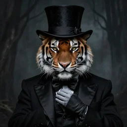 a magician with a tiger's face by greg rutkowski, dark fantasy, gothic, trending on artstation