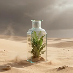 a vase made of rectangle tetris, in the desert, sandstorm, made of glass and plants, octane render, trending on artstation