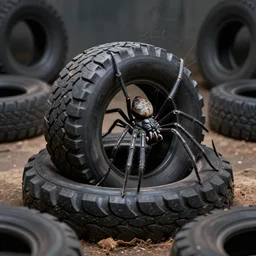 tire bug attempting to hut a tire spider claustrophobic tire environment