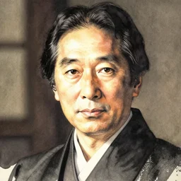 woodblock portrait of ambassador honsei yanagikawa, beautiful details, artstation, watercolor and ink artwork by sawaki takeyasu