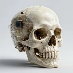 skull made of computer chips and circuits, 4K photo