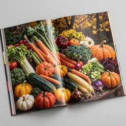 magazine quality photo spread of beautifully displayed fall vegetables