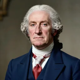 facial portrait of modern contemporary george washington, windsor knot tie, blue suit, red tie, iq 4, f / 1. 4, iso 2 0 0, 1 / 1 6 0 s, 8 k, sense of depth, in - frame, 2 0 2 2