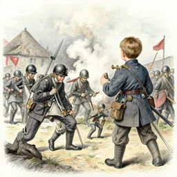 the franco - prussian war, drawing by johnny age 5