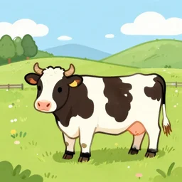 a cute illustration of a cow on a new zealand farm by dan mumford