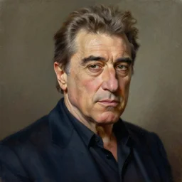 a professional oil painting of Robert DeNiro, best on artstation, astonishing, impressive, outstanding, epic, cinematic, stunning, gorgeous, much detail, much wow, masterpiece.