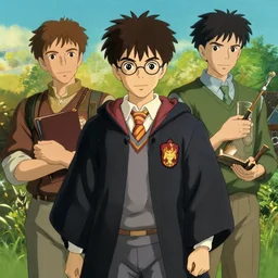 harry potter, in the style of studio ghibli, j. c. leyendecker, greg rutkowski, artgerm