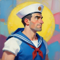 greg manchess portrait painting of sailor saturn as overwatch character, medium shot, asymmetrical, profile picture, organic painting, sunny day, matte painting, bold shapes, hard edges, street art, trending on artstation, by huang guangjian and gil elvgren and sachin teng