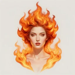 perfectly centered portrait, goddess of fire with hair made of flames, by anne stokes, 8 k uhd, unreal engine 5, highly detailed, professional portrait photography, candid photography