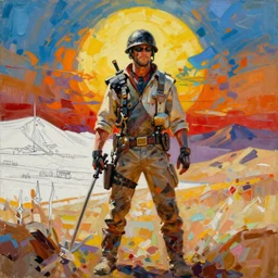 craig mullins epic oil on canvas painting of a mad max fury road atmospheric landscape, line art!!, ink, art concept for a book cover!!, harmonic colours, thik brushstrokes, movie still, magic the gatheing concept art, highly detailed, centered, hyperrealism, romantic, smooth, sharp focus trending on artstation, by greg manchess and by ismail inceoglu and by kilian eng and by jake parker