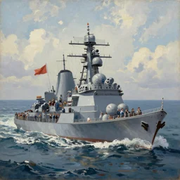 Naval Battle 4k oil painting