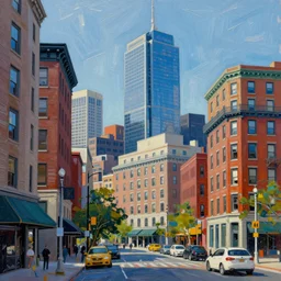 city of boston buildings, painted by jackson pollock, digital painting, 4 k