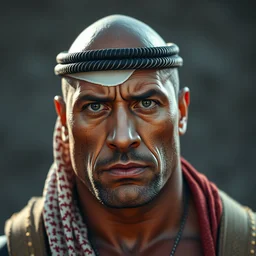 dwayne the rock johnson in saudi qamis, 4 k, highly detailed face, detailed eyes