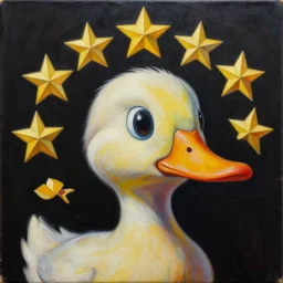 Intricate five star Duck portrait by Pablo Picasso, oil on canvas, HDR, high detail, Photo realistic, hyperrealism,matte finish, high contrast, 3d depth, masterpiece, vivid and vibrant colors, enhanced light effect, enhanced eye detail,artstationhd