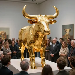 artificial intelligence, the new golden calf idol. crowds of humans are subjugated. beautiful! by tomasz alen kopera and peter mohrbacher and johanna martine! and margaret keane! elegant alluring