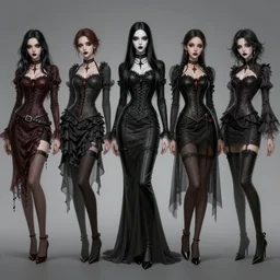 gothic female character designs, Greg Rutkowski, Darek Zabrocki, Karlkka, Jayison Devadas, Phuoc Quan, trending on Artstation, 8K, ultra wide angle, pincushion lens effect