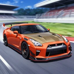 nissan gtr r 3 5 in initial d, anime still frame
