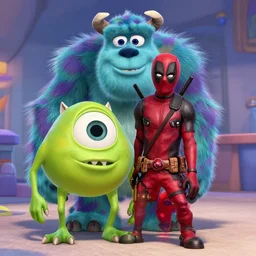 Deadpool As seen in Pixar animated movie Monsters Inc. 4K quality super realistic
