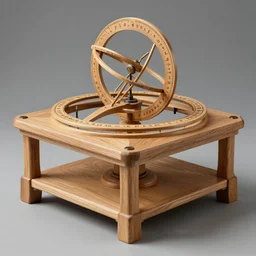 realistic photo of a a medieval wooden astronomic archeology scientific chemistry equipment made of oak wood, with white fur, brass handles by dieter rams 1 9 9 0, life magazine reportage photo, natural colors