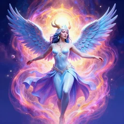 of zoelea ixchel no ra, dancing eagle woman, goddess, engulfed in funkadelic aura, surreal illustration, alphonse mucha, rhads, ross tran, artstation, artgerm, octane render, 1 6 k
