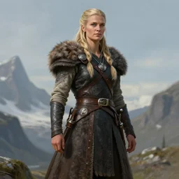 a tall viking woman, realistic, highly detailed, digital painting, sharp focus 4 k