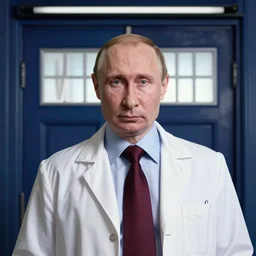 Vladimir Putin as Doctor Who inside a TARDIS