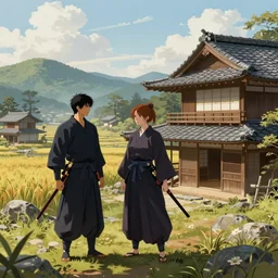samurai ninja japanese homes landscape digital art, ultrarealistic, irina french, heraldo ortega, mandy jurgens hajime sorayama greg rutkowski trending on artstation masterpiece golden ratio 8 k 1 5 0 mpx