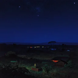 a night landscape background, bhupen khakhar, rob gonsavles, thomas kinkade, mandelbrot