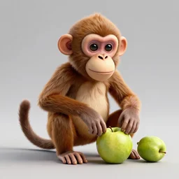 A monkey made out of fruit, 3d render, highly detailed, hyper realistic