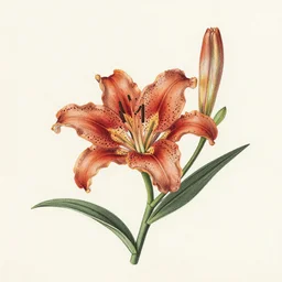 “antique, hand-colored lithograph of a lily, by Elizabeth Twinning”
