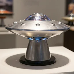 ufo sculpture toy on display