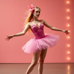 ola englund in a pink ballerina outfit