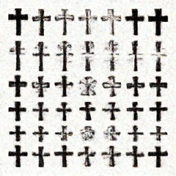 a preview of a font consisting only out of crosses in all kinds and shapes, windings, symbols, vector art,