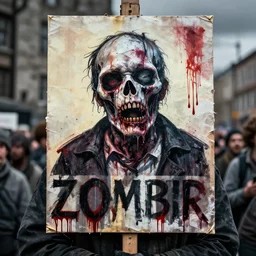 zombie protestor sign art during the apocalypse