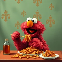 elmo doing a mukbang