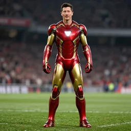 Robert Lewandowski in ironman suit marvel superhero, 4k, detailed, pic, full body