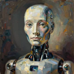 portrait of a robot by pablo picasso in the style of greg rutkowski