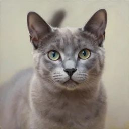oil painting of a Russian Blue cat