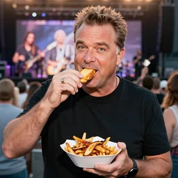 guy fieri eating doritos at a nickelback concert