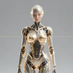Android portrait wearing cybernetic body, subject centered in the frame, rule of thirds, golden ratio , scifi, intricate glowing mecha armor, elegant, glowing cylon eyes, highly detailed cybernetic body, ornate mecha armor, digital painting, artstation, concept art, smooth, sharp focus, illustration, art by Artgerm and moebius and Peter Mohrbacher