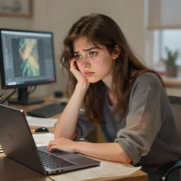 a concerned concept artist sits on social media all day worrying about automation, digital painting masterpiece, advanced lighting technology, trending on artstation and pixiv, beautiful, gorgeous, detailed and expressive brush strokes, immensely heartfelt display of emotions