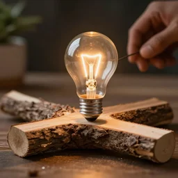 conducting electricity through a piece of wood to power a light bulb