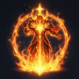 holy fire spell art, league of legends style, fantasy game spell icon, by greg rutkowski
