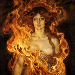 portrait of a woman dissolving into flames by ernst haeckel
