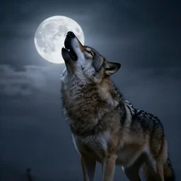 wolfman howling at the moon, moody lighting, light cloud, atmospheric, realism, 4 k, 8 k