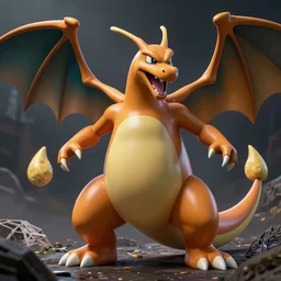 Charizard as a digimon, dramatic, hyperdetailed, artstation, photorealism, accurate, octane render, 8k,