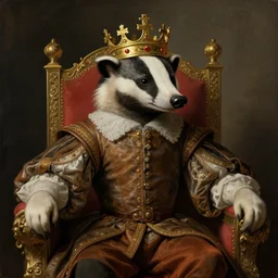 anteater as a king on his throne, crown on his head, portrait painting, 1 7 th century clothes, concept art, artstation, detailed, greg rutkowski