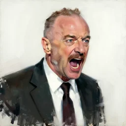 saul goodman, screaming, painting by sir francis bacon,'action lines '!!!, graphic style, visible brushstrokes, motion blur, blurry